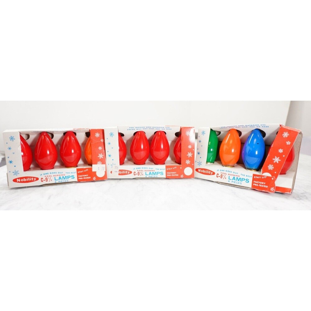 SET OF 12 C 9 1/4 Nobility VINTAGE Twinkle Christmas lamps lights bulbs
